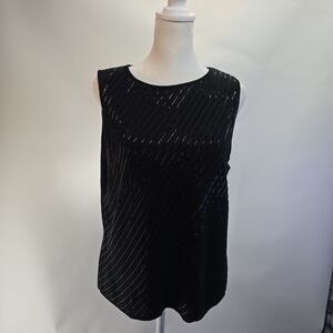 Liz Claiborne Black Sleeveless Blouse with Subtle Stripes
